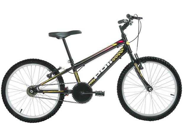 Bicicleta Infantil Aro 20 Polimet 7130 1 Marcha - Preta Freio V-Brake