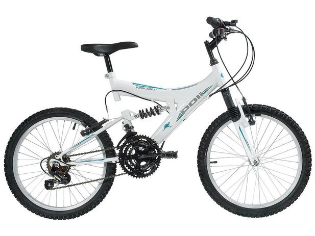 Bicicleta Infantil Aro 20 Polimet Kanguru - 18 Marchas Branca Freio V-Brake