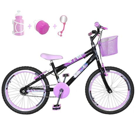 Bicicleta Infantil Aro 20 Preta Kit E Roda Aero Rosa Bebê Com Acessórios - Flexbikes Menor preço em Bicicleta Infantil Aro 20 Preta Kit E Roda Aero Rosa Bebê Com Acessórios - Flexbikes