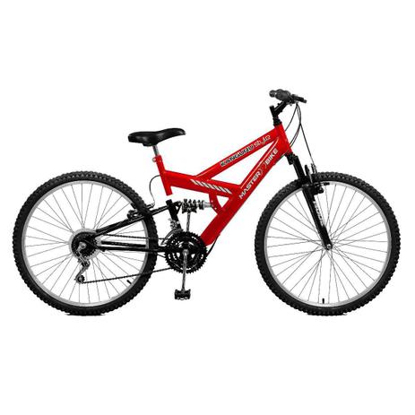 Bicicleta Master Bike Aro 26 Kanguru Style 21 Marchas V-Brake Vermelho/Preto Menor preço em Bicicleta Master Bike Aro 26 Kanguru Style 21 Marchas V-Brake Vermelho/Preto