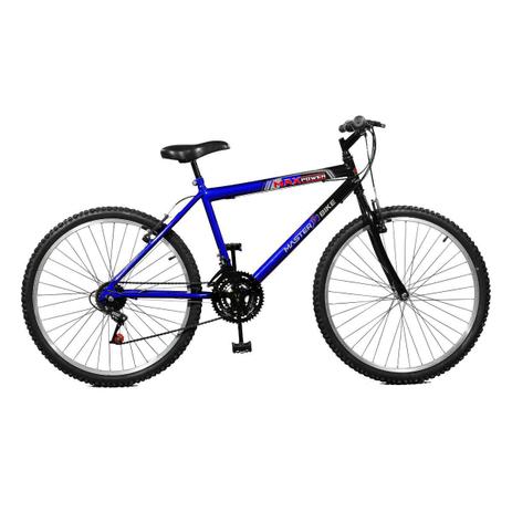 Bicicleta Master Bike Aro 26 Max Power 18 Marchas V-Brake Azul/Preto Menor preço em Bicicleta Master Bike Aro 26 Max Power 18 Marchas V-Brake Azul/Preto
