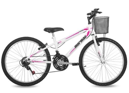 Bicicleta Mormaii Aro 24 Fantasy 21V C18 c cesta 2012042 Menor preço em Bicicleta Mormaii Aro 24 Fantasy 21V C18 c cesta 2012042