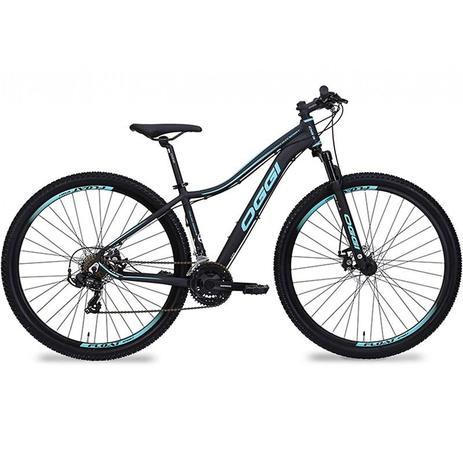 Bicicleta MTB OGGI Float SPORT Feminina 2019 29 21V Preto e AZUL Menor preço em Bicicleta MTB OGGI Float SPORT Feminina 2019 29 21V Preto e AZUL