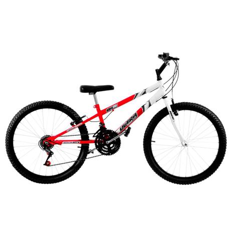 Bicicleta Amarela e Branca Aro 26 18 Marchas Pro Tork Ultra em