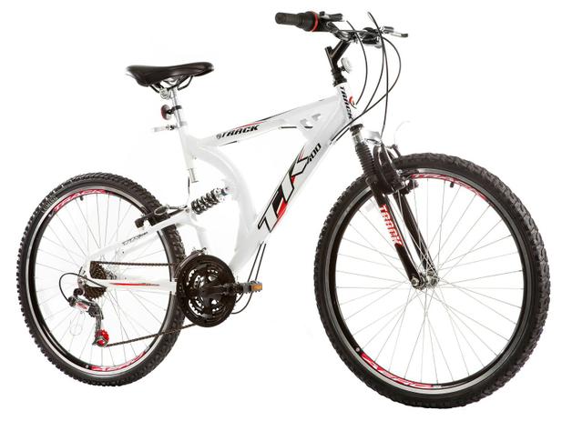 Bicicleta Track & Bikes TK 400 Aro 26 21 Marchas - Dupla Suspensão Quadro de Alumínio Freio V-Brake