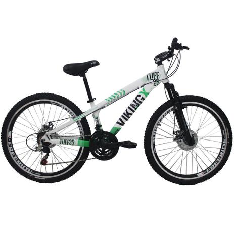 Bicicleta VikingX Tuff25 Freeride Aro 26 21V Branco/Verde Menor preço em Bicicleta VikingX Tuff25 Freeride Aro 26 21V Branco/Verde