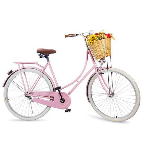 Bicicleta Vintage Retro Feminina Vênus Rosa com Cesta de Palha Aro 26 Echo Vintage Menor preço em Bicicleta Vintage Retro Feminina Vênus Rosa com Cesta de Palha Aro 26 Echo Vintage