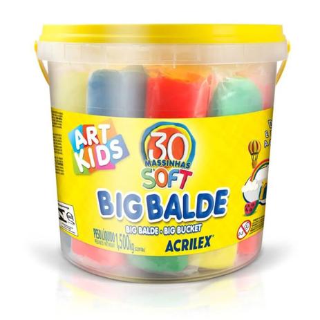 Big Balde Massinha Soft 1,5 Kg Acrilex JC Kids Menor preço em Big Balde Massinha Soft 1,5 Kg Acrilex JC Kids