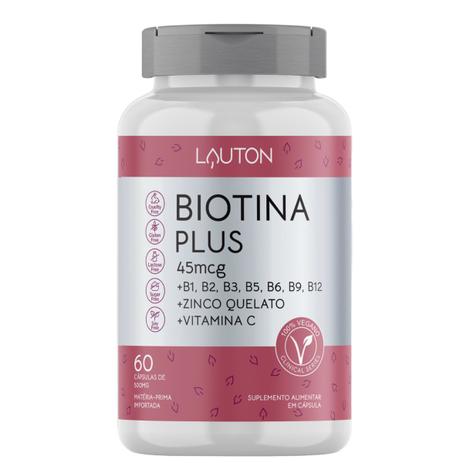 Biotina Concentrada com Vitaminas B + C + Zinco - 60 Capsulas Lauton - Cabelo - Pele e Unha -