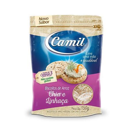 Biscoito de Arroz Sem Glúten Chia e Linhaça Camil 150g Menor preço em Biscoito de Arroz Sem Glúten Chia e Linhaça Camil 150g