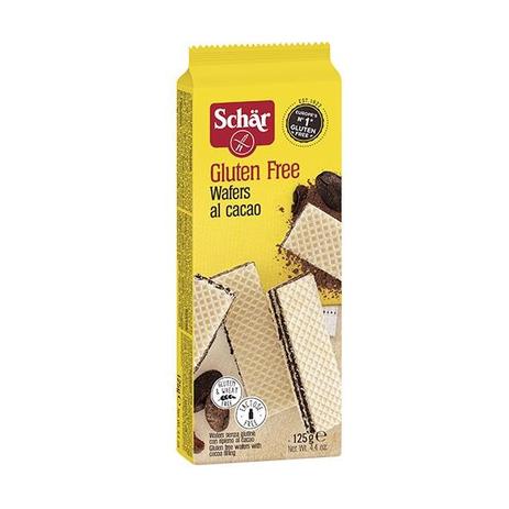 Biscoito tipo wafer com recheio de cacau sem glúten 125g - Schar Menor preço em Biscoito tipo wafer com recheio de cacau sem glúten 125g - Schar