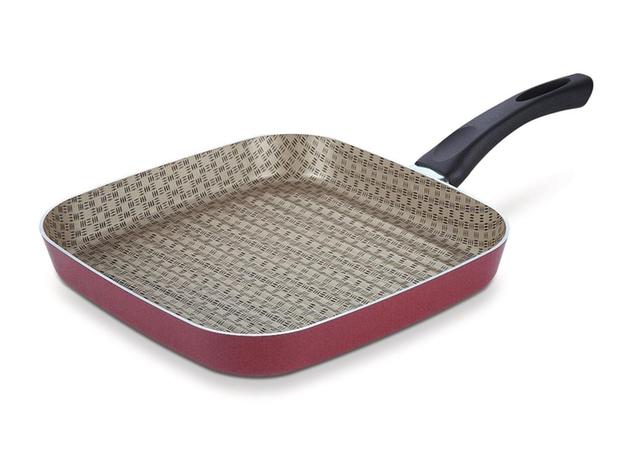Bistequeira 28cm paris vermelho aluminio com revestimento antiaderente e silicone tramontina Menor preço em Bistequeira 28cm paris vermelho aluminio com revestimento antiaderente e silicone tramontina