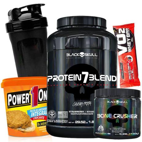 Black Skull Bope - Whey Protein 7 Blend Isolado 837g Bone Crusher 150g Pasta Amendoim Integral 1KG Menor preço em Black Skull Bope - Whey Protein 7 Blend Isolado 837g Bone Crusher 150g Pasta Amendoim Integral 1KG