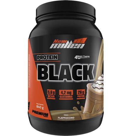 Black whey protein (840g) sabor flappuccino - new millen Menor preço em Black whey protein (840g) sabor flappuccino - new millen