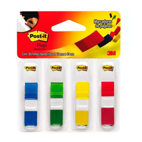 Bloco Adesivo Post-it 3M Flags 4 Cores Sortido PCT C/80 FLS Menor preço em Bloco Adesivo Post-it 3M Flags 4 Cores Sortido PCT C/80 FLS
