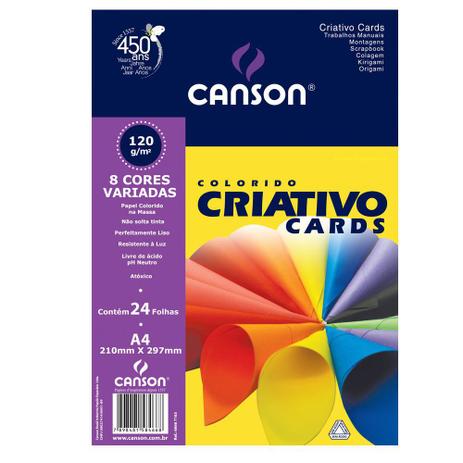 Bloco Colorido Criativo Cards Canson 120/m² A4 210 x 297 mm com 24 Folhas e 8 cores - 66667163 Menor preço em Bloco Colorido Criativo Cards Canson 120/m² A4 210 x 297 mm com 24 Folhas e 8 cores - 66667163