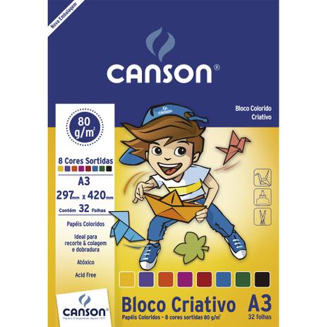 Bloco Criativo Canson Escolar 8 Cores 080 g A3 032 Fls 66667089 Menor preço em Bloco Criativo Canson Escolar 8 Cores 080 g A3 032 Fls 66667089