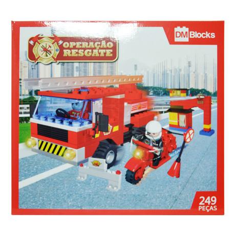 Bloco de Montar Operação Resgate - Carro Bombeiro 249 Peças - DmToys - Comercial Dm Brasil Eireli Menor preço em Bloco de Montar Operação Resgate - Carro Bombeiro 249 Peças - DmToys - Comercial Dm Brasil Eireli