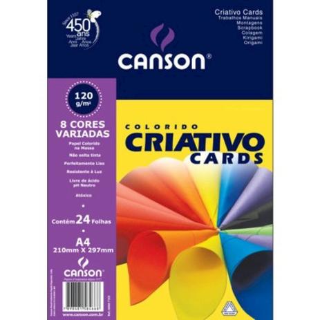 Bloco De Papel Criativo Cards Canson A4 120g 24 Folhas 8 Cores Menor preço em Bloco De Papel Criativo Cards Canson A4 120g 24 Folhas 8 Cores