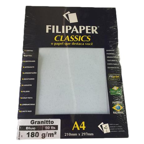 Bloco Papel A4 Granitto 180g com 50 folhas Blue Filipaper - Filiperson Menor preço em Bloco Papel A4 Granitto 180g com 50 folhas Blue Filipaper - Filiperson