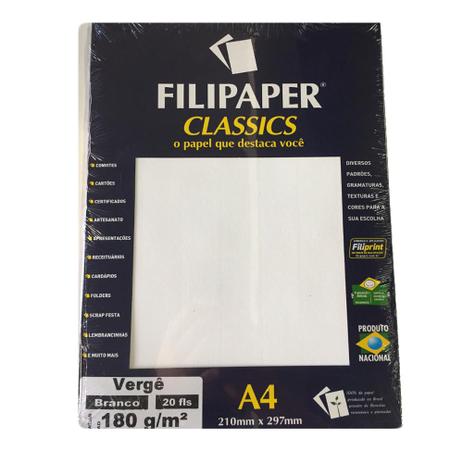 Bloco Papel A4 Vergê 180g 20 folhas Branco Filipaper - Filiperson Menor preço em Bloco Papel A4 Vergê 180g 20 folhas Branco Filipaper - Filiperson