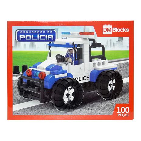 Blocos de Montar Esquadrão da Polícia com 100 Peças - Dm toys Menor preço em Blocos de Montar Esquadrão da Polícia com 100 Peças - Dm toys