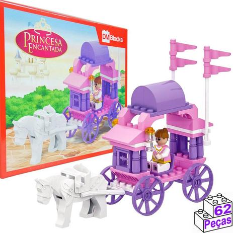 Blocos de Montar Princesa Encantada 62 Blocos - DM Blocks Menor preço em Blocos de Montar Princesa Encantada 62 Blocos - DM Blocks