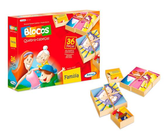 Blocos Pedagógicos - Quebra-cabeça Família - Xalingo Menor preço em Blocos Pedagógicos - Quebra-cabeça Família - Xalingo