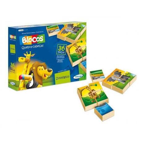 Blocos Quebra-Cabeça Zoológico 36 Peças - Xalingo Menor preço em Blocos Quebra-Cabeça Zoológico 36 Peças - Xalingo