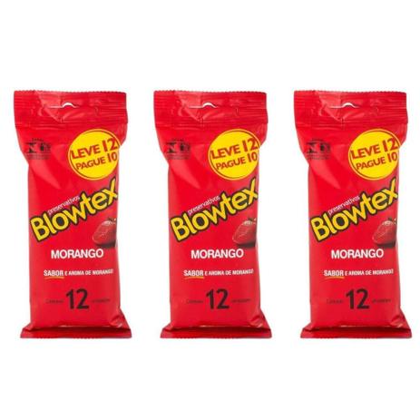 Blowtex Preservativo Sabor e Aroma Morango C/12 (Kit C/03) Menor preço em Blowtex Preservativo Sabor e Aroma Morango C/12 (Kit C/03)