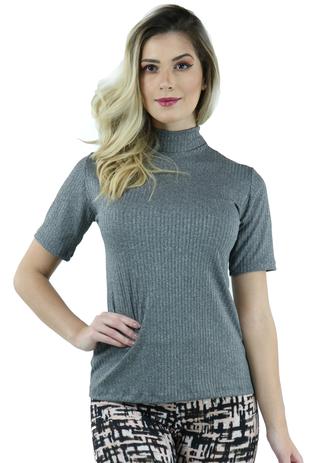 blusa feminina gola alta manga curta