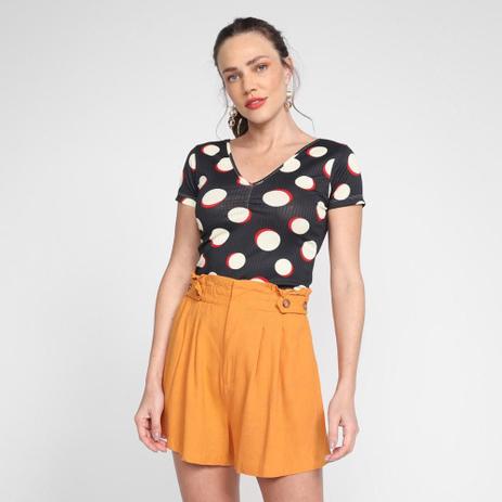 blusa canelada estampada