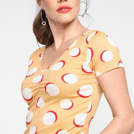 blusa canelada estampada