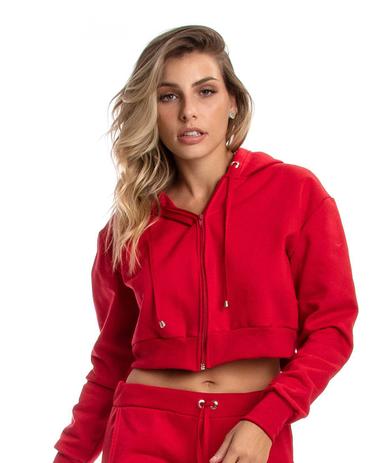 red bomber jacket with fur hood