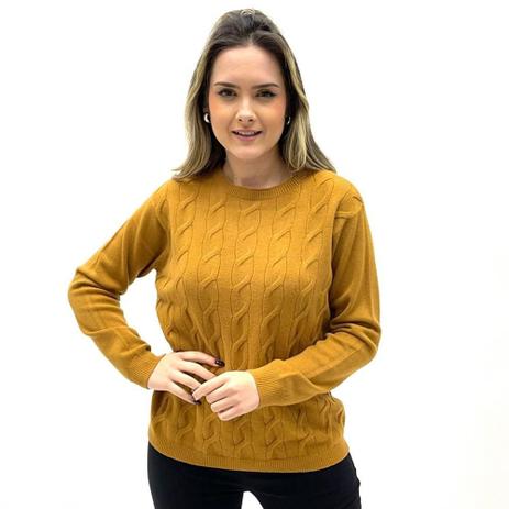 blusa de lã manga longa feminina