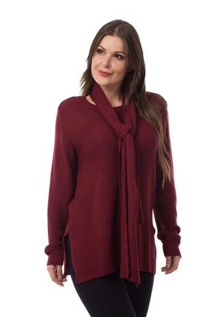 Blusa de Tricô Pink Tricot Manga Longa com Cachecol Menor preço em Blusa de Tricô Pink Tricot Manga Longa com Cachecol