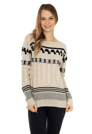 Blusa de Tricô Pink Tricot Manga Longa Estampa Étnica Tribal Feminina Menor preço em Blusa de Tricô Pink Tricot Manga Longa Estampa Étnica Tribal Feminina