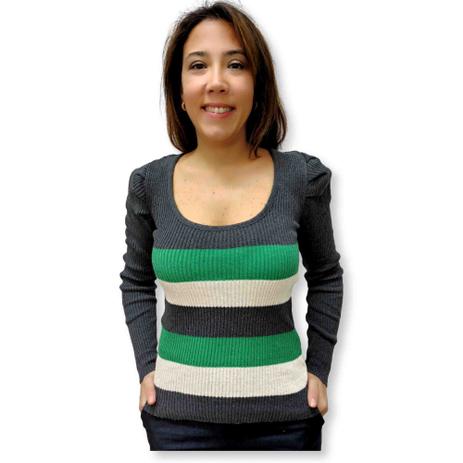 blusa manga longa bufante tricot