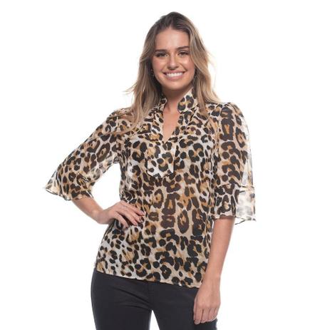 blusa estampada com babado