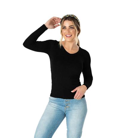 blusa básica feminina manga longa