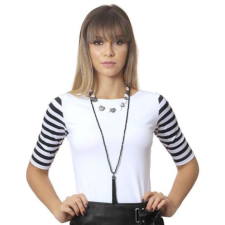 blusa branca meia manga