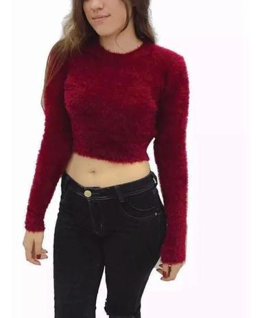 Blusa de frio de pelinho cropped Clearance