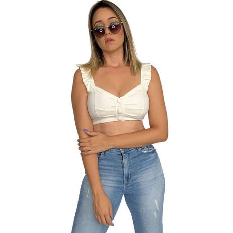 Cropped com babado na alça Clearance
