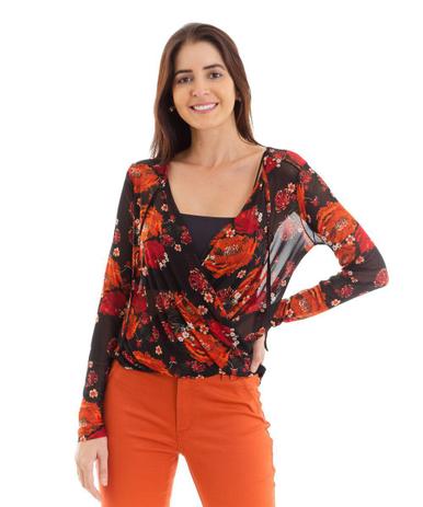 blusa de tule estampada