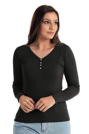 blusa manga longa feminina com botoes