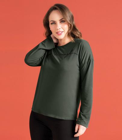 blusa verde manga longa feminina