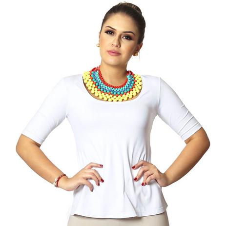 blusa branca meia manga