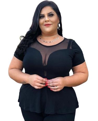 blusa decotada plus size