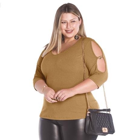 blusa plus size canelada