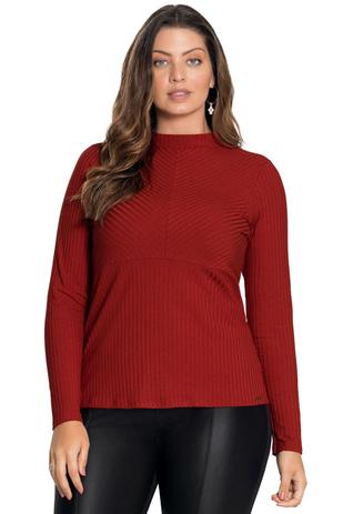 blusa gola alta canelada plus size